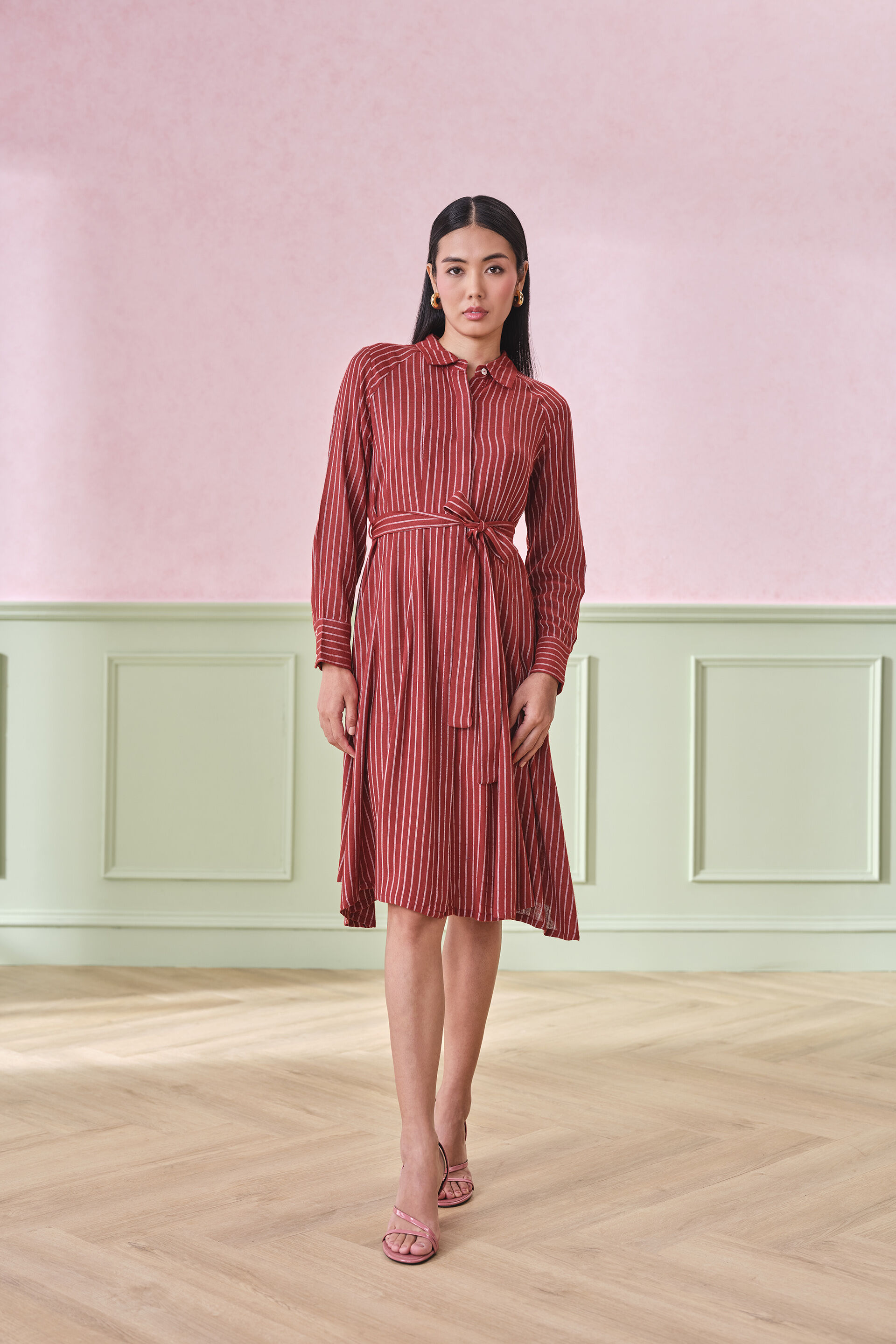 Rosalie Rust Viscose Dress, Rust, image 1